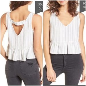 BP Striped Crop Ruffle Peplum Tank w/ Cutout